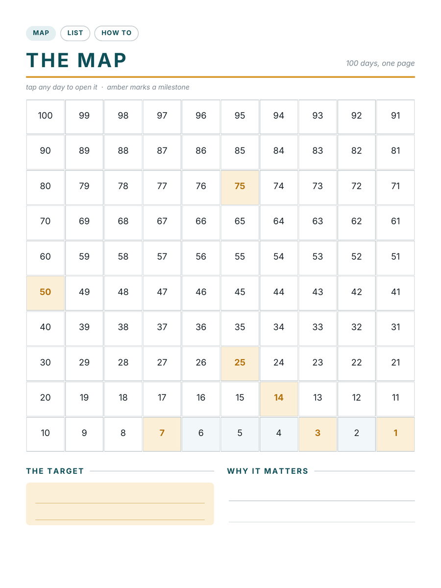 A 100-day map page from The Countdown.