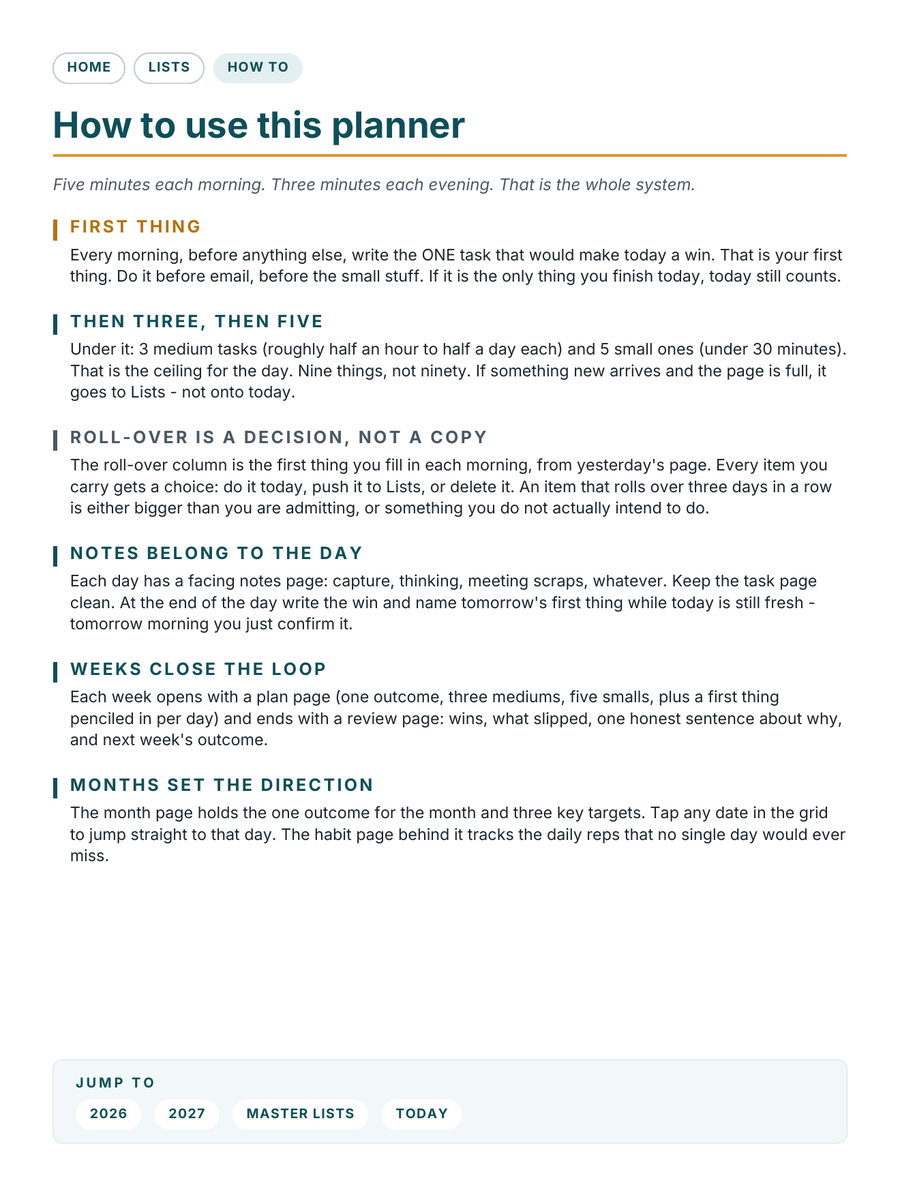 A how-to-use page from inside a FeintRule planner.